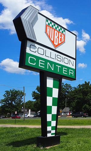 Huber Collision Center sign